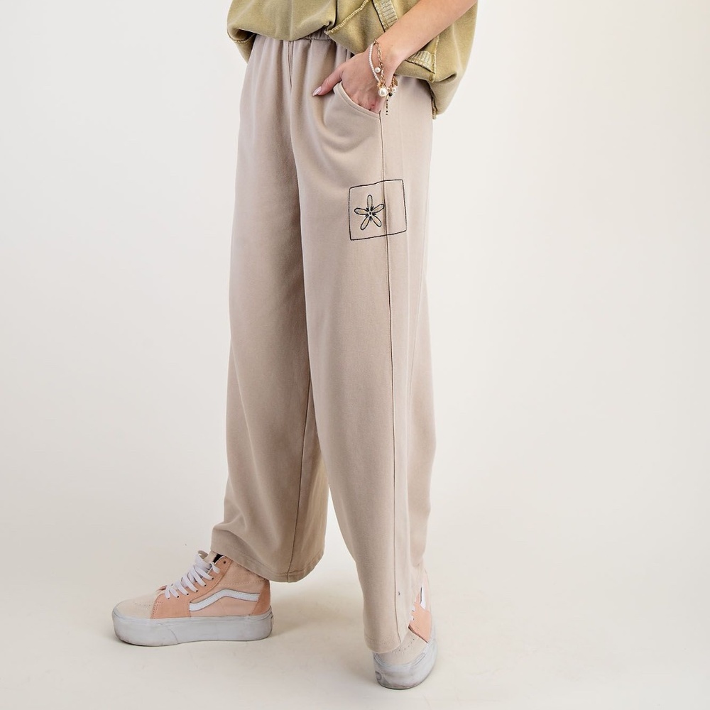 EASEL Terry Knit Pants  - Khaki